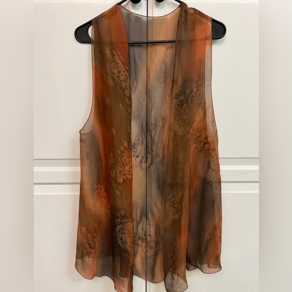 Elegant Sheer Women's Open Tank Top in Warm Tones 100% silk. Rare piece. - Picture 1 of 6